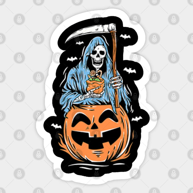 Grim Reaper Pumpkin Sticker by Three Meat Curry